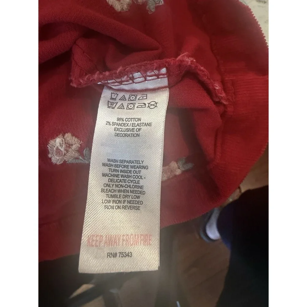 Cupcakes and Cashmere Girls 4T Corduroy Jumper Dress Floral Embroidered Red Set